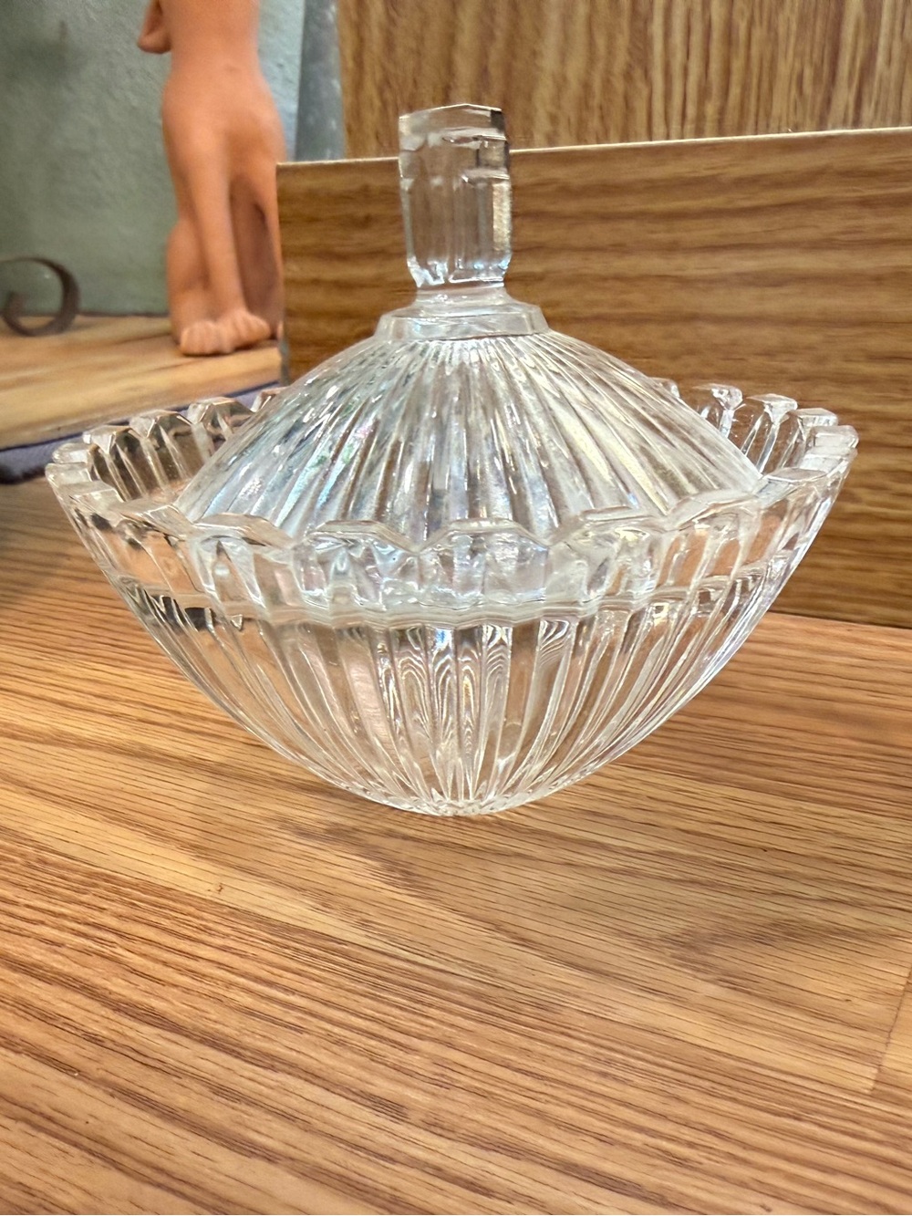 Vintage Mikasa Accents Art Deco Crystal Sugar Bowl Candy Trinket Glassware